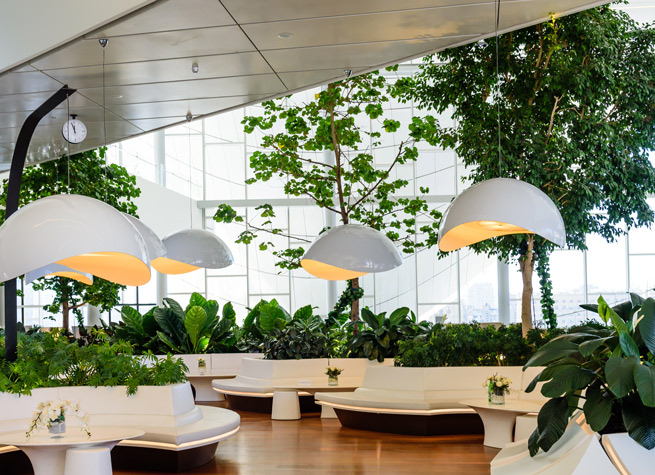 artificial plants in contemporary space